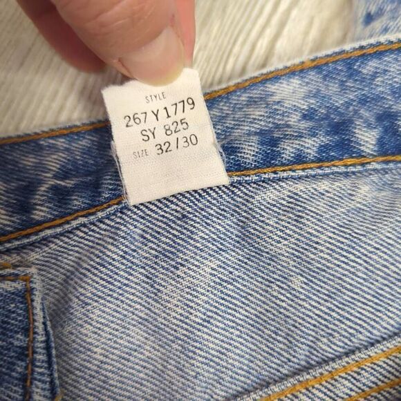 Vintage Sasson Mens Size 32x30 Zip Fly Denim Jeans Blue Distressed Straight Leg - Picture 8 of 8